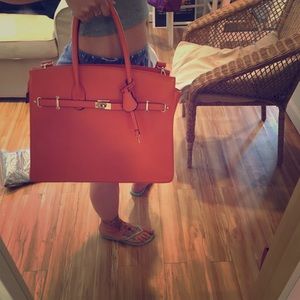 Large orange tote bag
